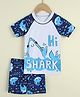 Mark & Mia Half Raglan Sleeves Two Piece Swimsuit with Shark Print - Blue