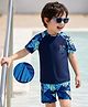 Mark & Mia Half Raglan Sleeves Printed Two Piece Swimsuit - Navy Blue