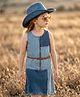 Hola Bonita Cotton Woven Sleeveless Cut & Sew Dress with Belt - Blue