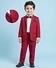 Babyhug Knit Full Sleeves Solid Stretchable 3 Piece Party Suit with Bow - Maroon