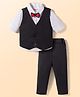 Babyhug Woven Full Sleeves Solid 3 Piece Party Suit With Bow - Black