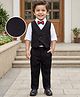 Babyhug Woven Full Sleeves Solid 3 Piece Party Suit With Bow - Black