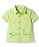 Bonfino 100% Cotton Woven Half Sleeves Shirt With Dino & Sun Embroidery - Light Green