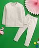 Nino Bambino Terry Knit Full Sleeves Solid Tee & Pant Set - Cream