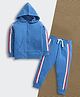 Nino Bambino Fleece Knit Full Sleeves Side Taped Hooded Sweatshirt & Joggers Set - Blue