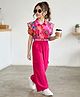 OLLINGTON ST. Georgette Woven Half Sleeves Floral Printed Top & Woven Culottes Set - Multicolour & Pink