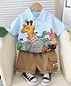 POP STREET KIDS Cotton Knit Half Sleeves Animal Printed Tee & Shorts Set -  Blue