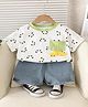POP STREET KIDS Cotton Knit Half Sleeves Animal Printed Tee & Shorts Set - Green