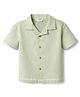 Bonfino 100% Cotton Woven Half Sleeves Resort Collar Dropped Shoulder Shirt with Embroidery Details - Light Green