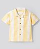 Bonfino 100% Cotton Woven Half Sleeves Resort Collar Dropped Shoulder Striped Shirt - Yellow