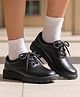 Pine Kids Lace Up Closure Solid Colour School Shoes -Black