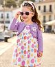 Babyhug Disney 100% Cotton Knit Full Sleeves Polka Dots Printed Frock With Attached Shrug & Marie Graphics & Headband - Multicolour