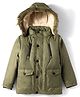 Yellow Apple Taffeta Woven Full Sleeves Solid Hooded Padded Jacket - Olive Green