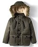 Yellow Apple Taffeta Woven Full Sleeves Solid Hooded Padded Jacket - Olive Green