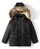 Yellow Apple Taffeta Woven Full Sleeves Solid Hooded Padded Jacket - Black
