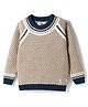 Yellow Apple Knitted Full Raglan Sleeves Solid Pullover Sweater - Beige