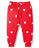 Doodle Poodle 100% Cotton Knit Full Length Heart Printed Lounge Pant - Red