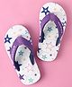 Pine Kids Slip On Star Printed Flip Flops - White & Purple