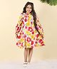 Cutiekins Cotton Woven Full Sleeves Floral Printed Dress - White & Red