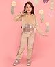 Cutecumber Sequins Knit Full Sleeves Sequins Embellished Winter Hoodie & Pant Set - Beige