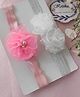 Krisha's KALACAREE Set Of 2 Floral Applique Detailed Pearls Embellished Headband - White & Pink
