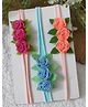 Krishas KALACAREE Set Of 3 Floral Applique Detailed Headbands - Pink Blue & Peach