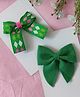 Krisha's KALACAREE Set Of 2 Bow Applique Detailed Solid & Geometric Printed Hair Clips - Green