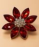 SYGA Women Elegant Crystal Flower Brooch - Gold Tone - Red-20 g