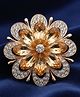 SYGA Women Gold-Plated Floral Brooch with Stones - Brown-20 g