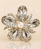 SYGA Women Crystal Pearl Flower Brooch | Gold Plated Floral Stone Pin - Silver-20 g