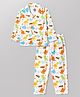 Doodle Poodle 100% Cotton Knit Full Sleeves Dino Printed Co-Ords Shirt & Pyjama Night Suit - White