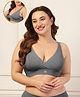 Zelena 90% Cotton 10% Elastane Knit Solid Non-Padded Maternity Bra With Front Open Nursing Access  - Dark Grey