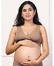Zelena 95% Modal 5% Elastane Knit Solid Maternity Bra With Front Open Nursing Access - Brown