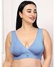 Zelena 95% Modal 5% Elastane Knit Solid Maternity Bra With Front Open Nursing Access - Blue