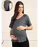 Zelena 95% Viscose 5% Lycra Knit Half Sleeves Solid Maternity Top With Side Zipper Nursing Access  - Grey