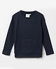 BYB Premium Cotton Knit Full Sleeves Textured Light Winter Sweatshirt - Navy Blue