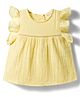 Bonfino 100% Cotton Woven Frill Sleeves Solid Top With Lace Detailing - Yellow