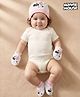 Babyhug Disney Interlock Knit Cap Mittens & Booties Set with Minnie Mouse Graphic Grey - Diameter 15 cm