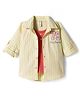 Dapper Dudes Full Sleeves Striped & 76 Number Patch Detailed Shirt With Attached Tee - Lemon