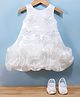 Bluebell Woven Sleeveless Party Dress with Booties & Butterfly Applique - Off White