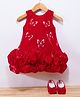 Bluebell Woven Sleeveless Party Dress with Booties & Butterfly Applique - Red