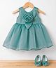 Bluebell Tissue Woven Sleeveless Party Dress With Floral Applique & Booties - Mint