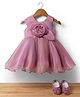 Bluebell T-issue Woven Sleeveless Solid Color Party Dress with Floral Applique & Booties - Pink