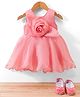 Bluebell T-issue Woven Sleeveless Solid Color Party Dress with Floral Applique & Booties - Rust Orange