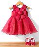 Bluebell Tissue Woven Sleeveless Party Dress with Floral Applique & Booties - Red