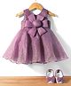 Bluebell Tissue Woven Sleeveless Party Dress with Floral Applique & Booties - Lavender