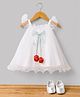 Bluebell Net Woven Sleeveless Party Frock With Booties & Bow Applique - Offwhite
