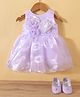 Bluebell Tissue Woven Sleeveless Party Dress With Floral Corsage & Booties - Purple