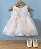 Bluebell Tissue Woven Sleeveless Party Dress With Floral Corsage & Booties - Lemon