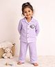 TIPPY TOP Pure Cotton Woven Full Sleeves Striped Sheep Patch Detailed Coordinating Night Suit Set - Lavender